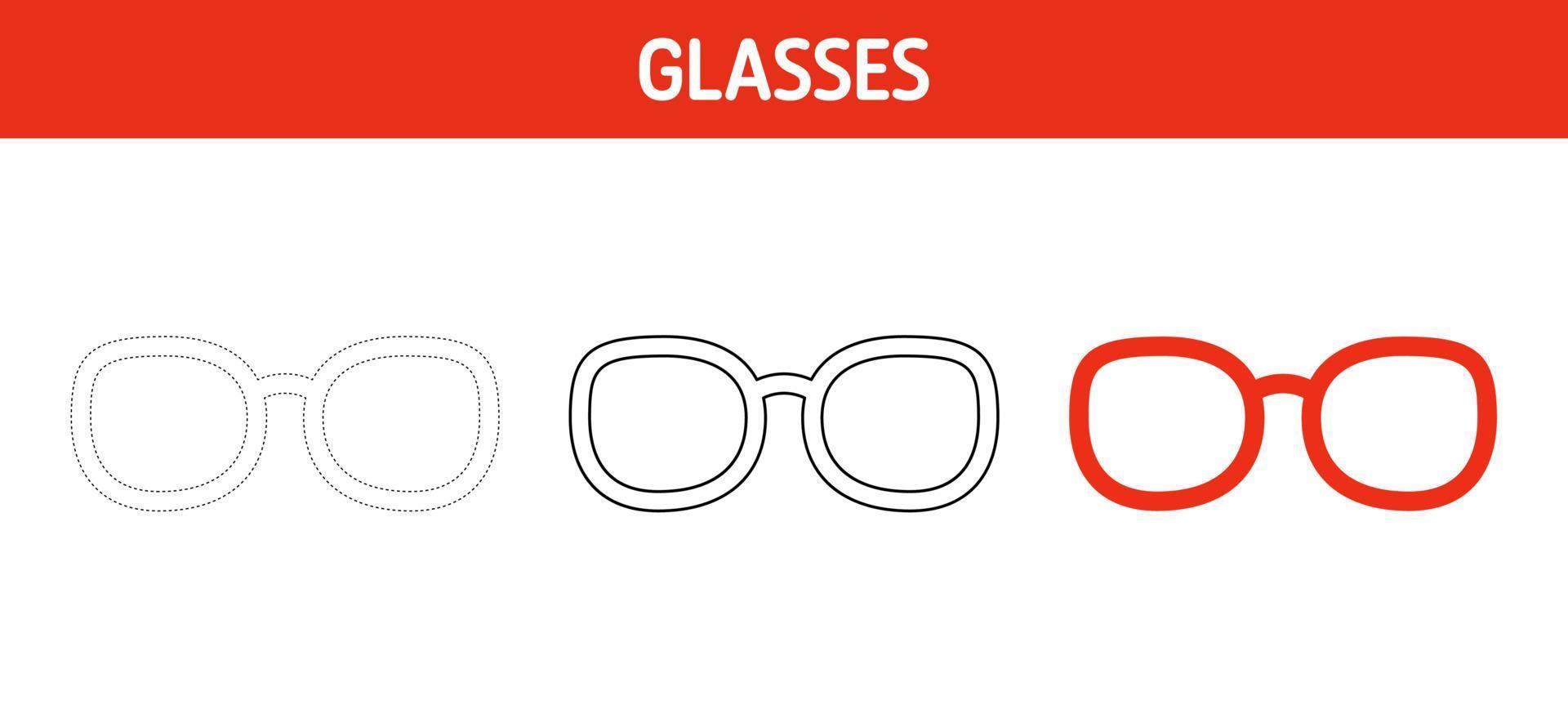 planilha de rastreamento e coloração de óculos para crianças vetor