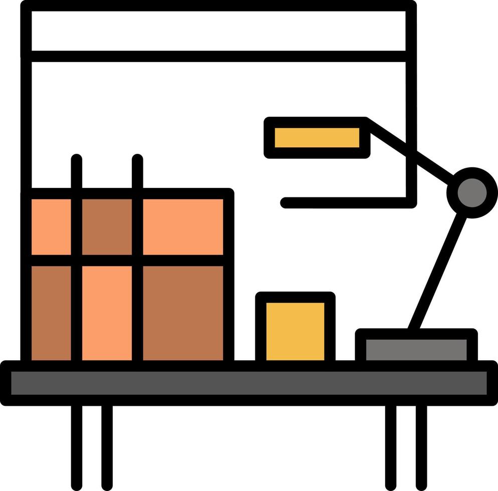 mesa de trabalho mesa de escritório ícone de cor plana modelo de banner de ícone de vetor