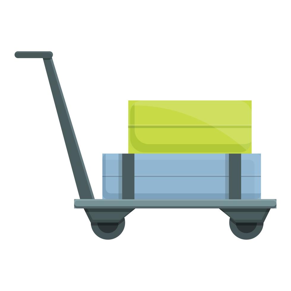 ícone dos desenhos animados do ícone do carrinho de bagagem do caso. mala de viagem vetor