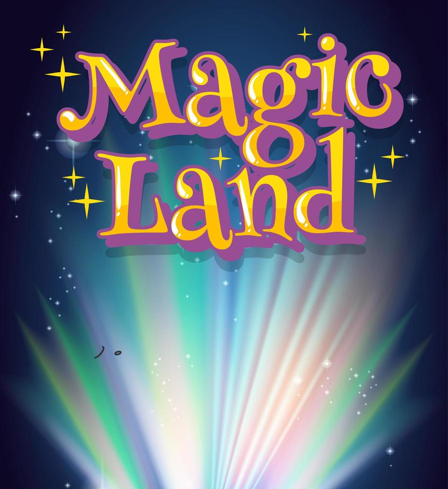 design de cartaz com a palavra terra mágica e uma luz brilhante no fundo vetor