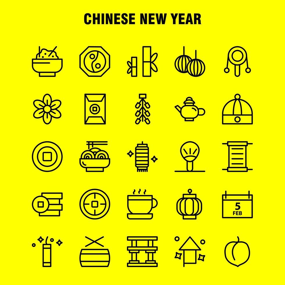 pacote de ícones de linha de ano novo chinês para designers e desenvolvedores ícones de calendário mês de fevereiro calendário vetor de ano novo de brinquedo chinês