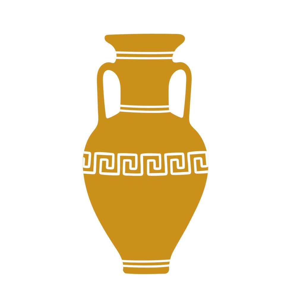 jarro de barro desenhado à mão com ornamento grego vetor