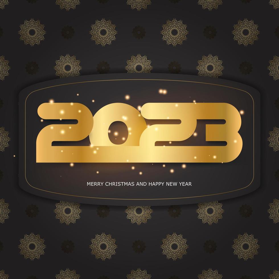 padrão dourado em preto. 2023 feliz ano novo fundo festivo. vetor