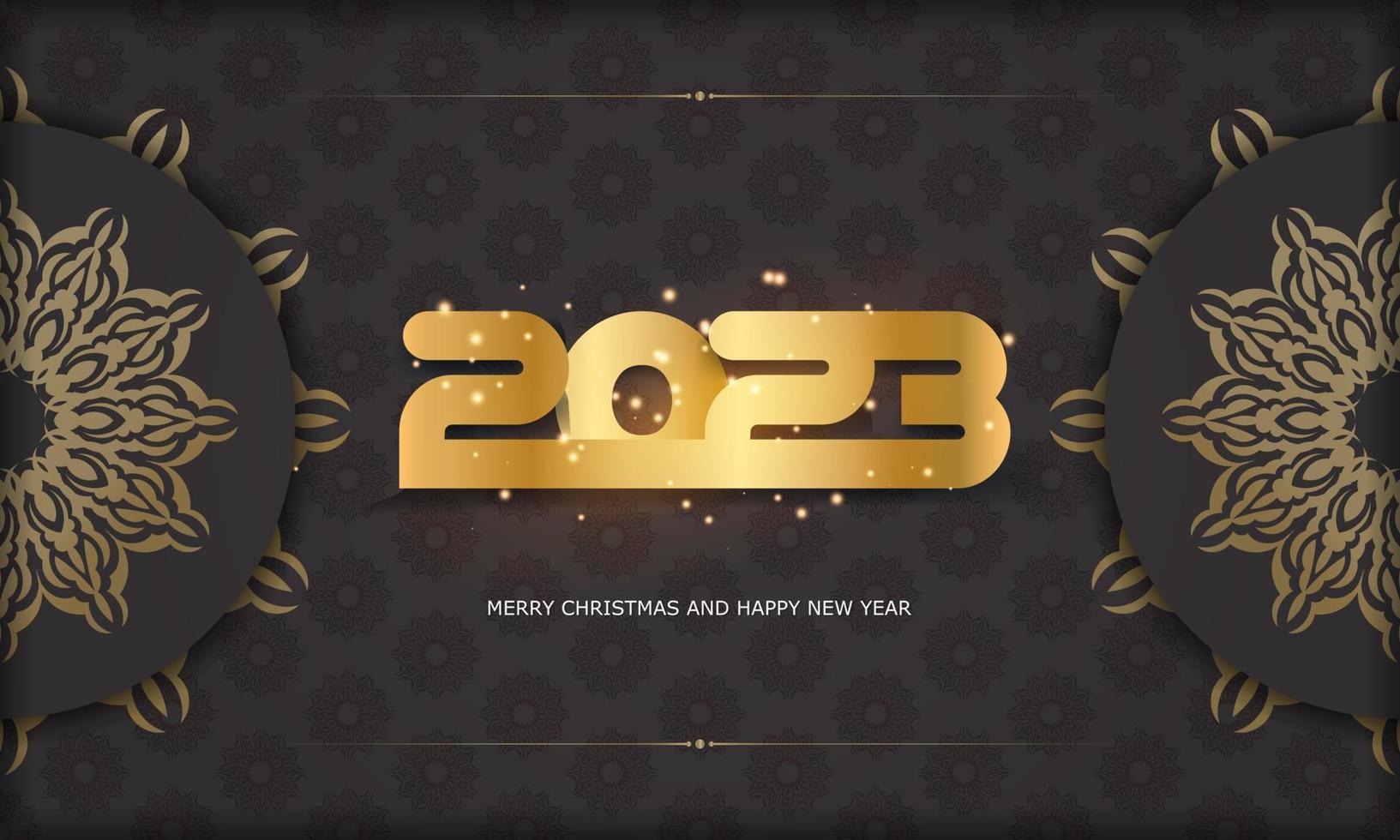cor preta e dourada. feliz ano novo 2023 cartaz de saudação. vetor