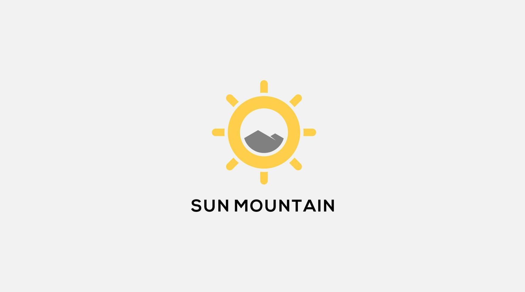design de ilustração de modelo de logotipo de montanha e sol vetor