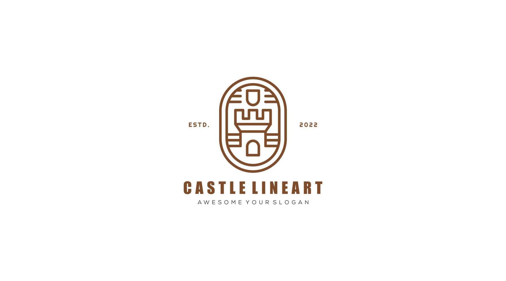 modelo de vetor de design de logotipo de arte de linha de castelo