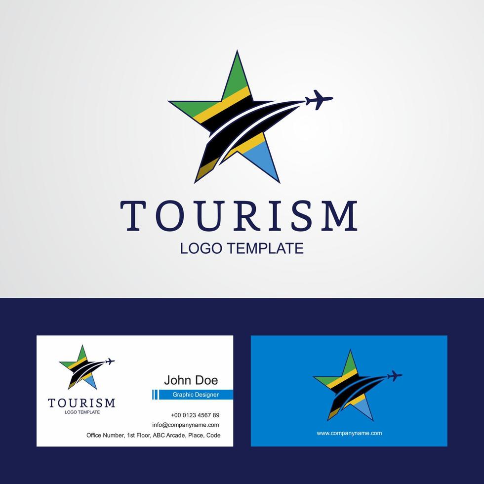 viagem tanzânia bandeira logotipo estrela criativa e design de cartão de visita vetor