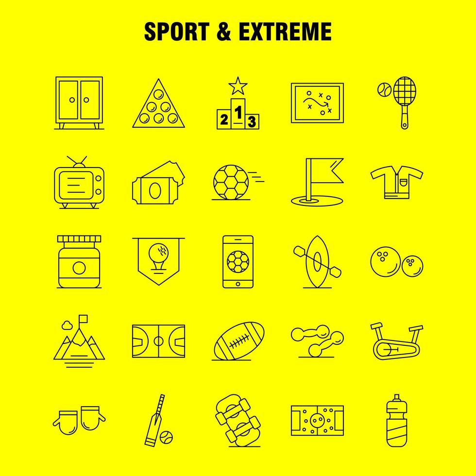 ícones de esporte e linha extrema definidos para kit de uxui móvel de infográficos e design de impressão incluem jogo de bola de futebol esporte jogo de jogo móvel vetor de conjunto de ícones on-line