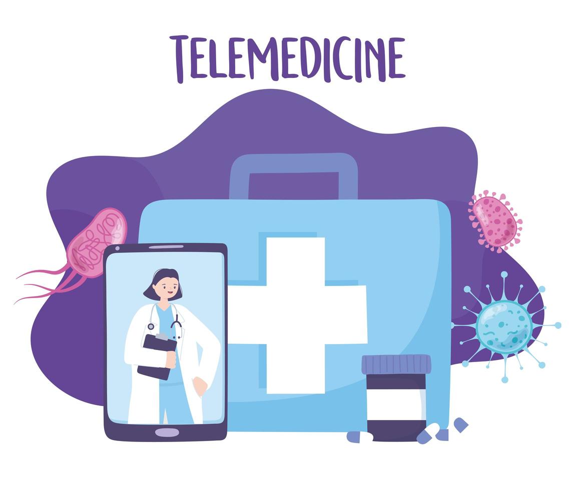 atendimento médico online com médico no smartphone vetor