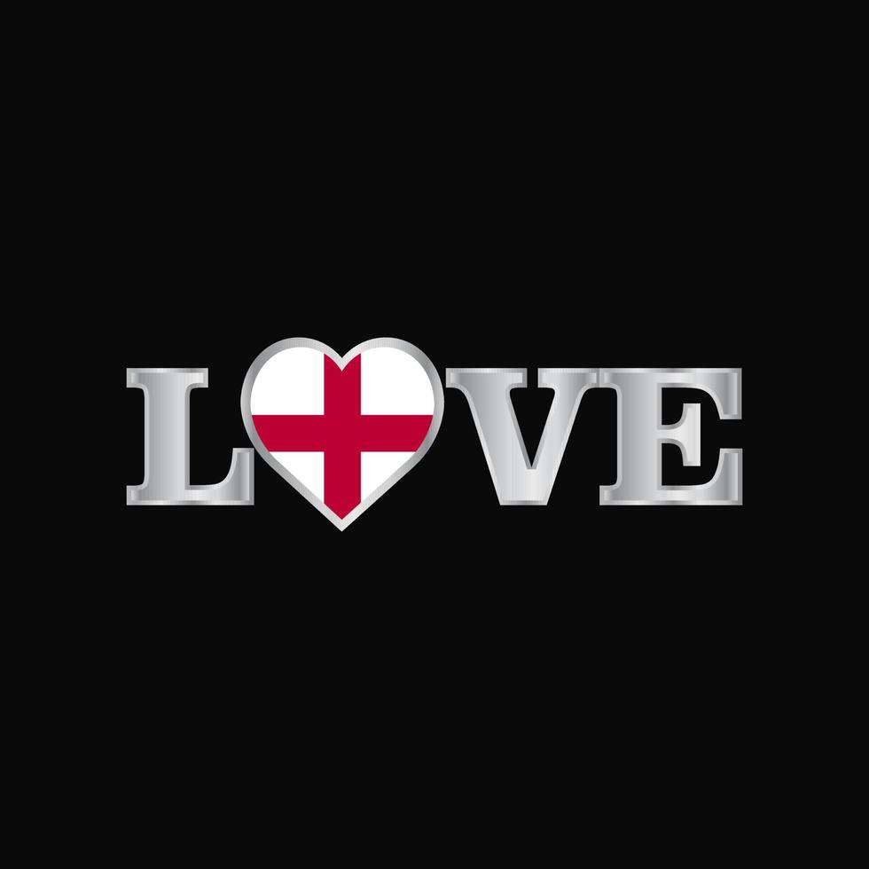tipografia de amor com vetor de design de bandeira da Inglaterra
