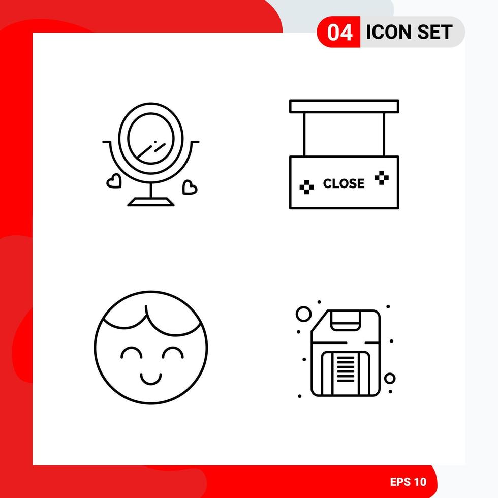 conjunto criativo de 4 ícones de contorno universal isolados em fundo branco fundo de vetor de ícone preto criativo