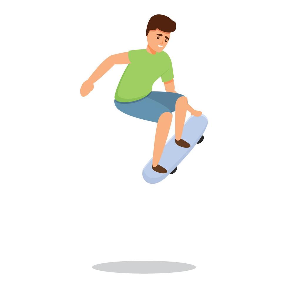 ícone de skate de salto de estilo livre, estilo de desenho animado vetor