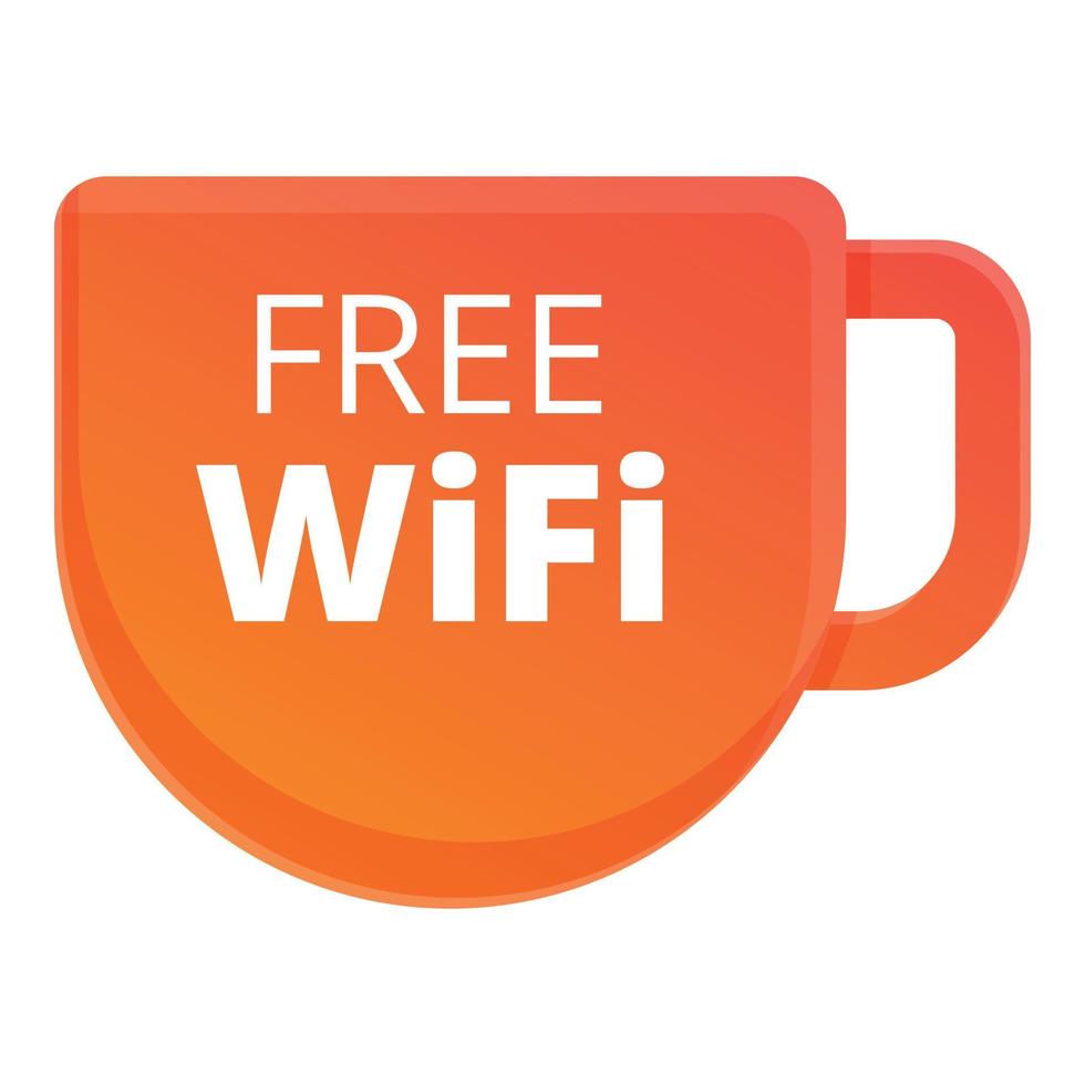 ícone de café wi-fi gratuito, estilo cartoon vetor