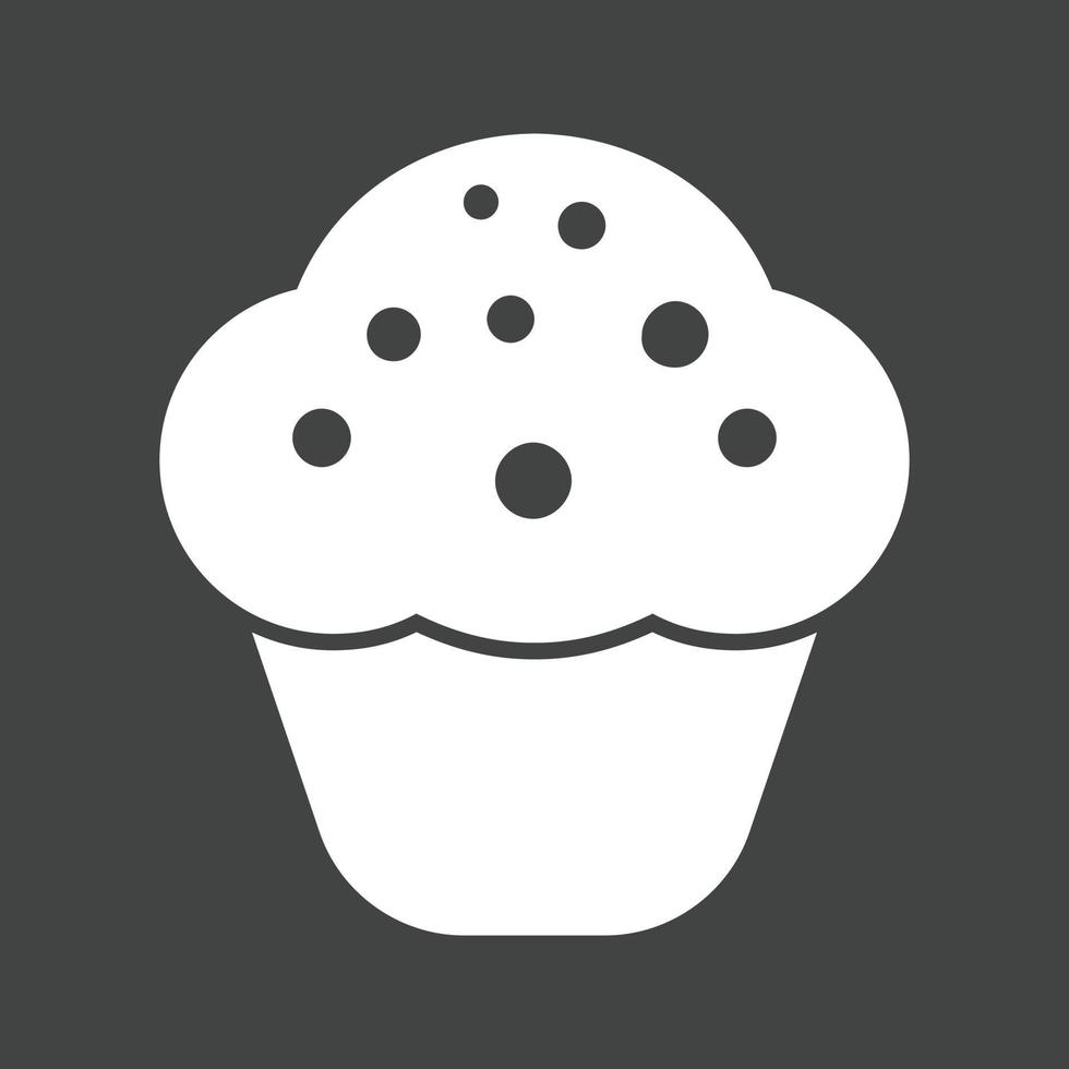 ícone invertido de glifo de cupcake de chocolate vetor