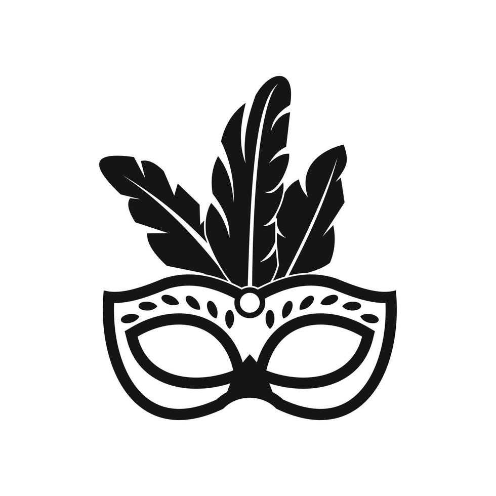 máscara de carnaval com ícone de penas, estilo simples vetor