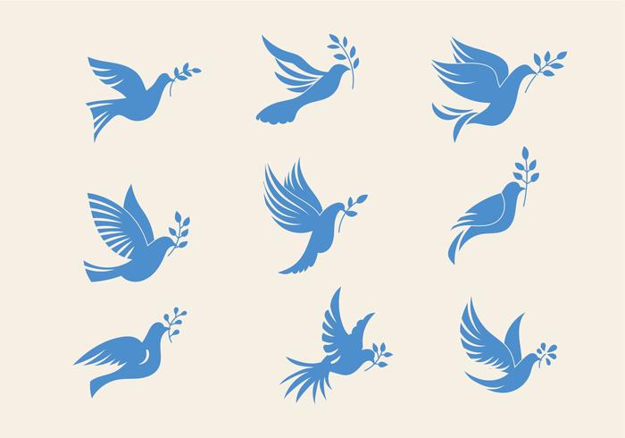 Conjunto de Dove ou Paloma A paz de Symbol minimalista Ilustração vetor