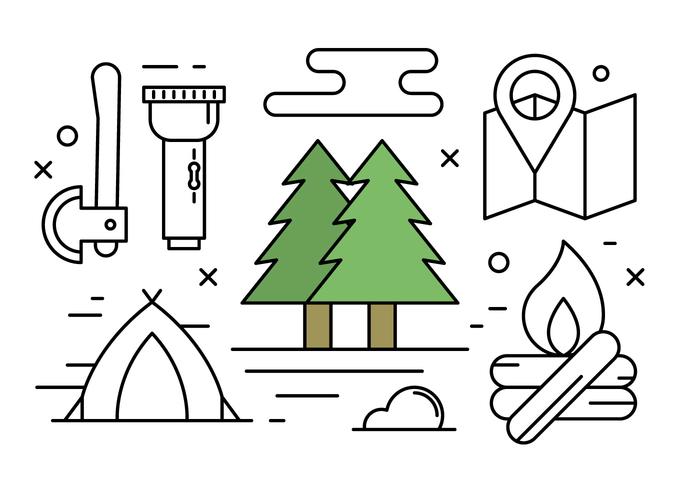 Livre Camping Linear e Natureza Vector Elements