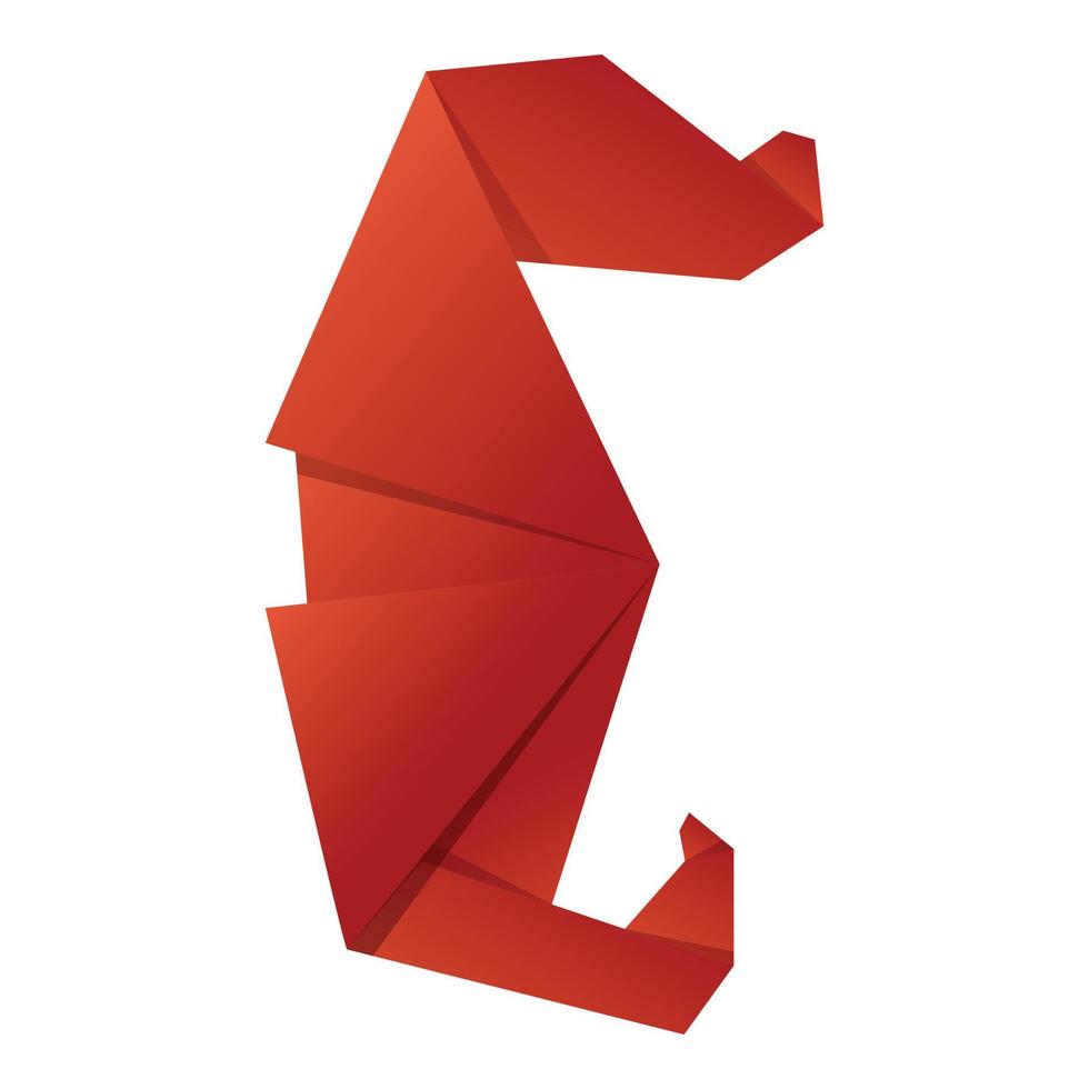 vetor de desenhos animados de ícone de cavalo-marinho de origami. animal de papel