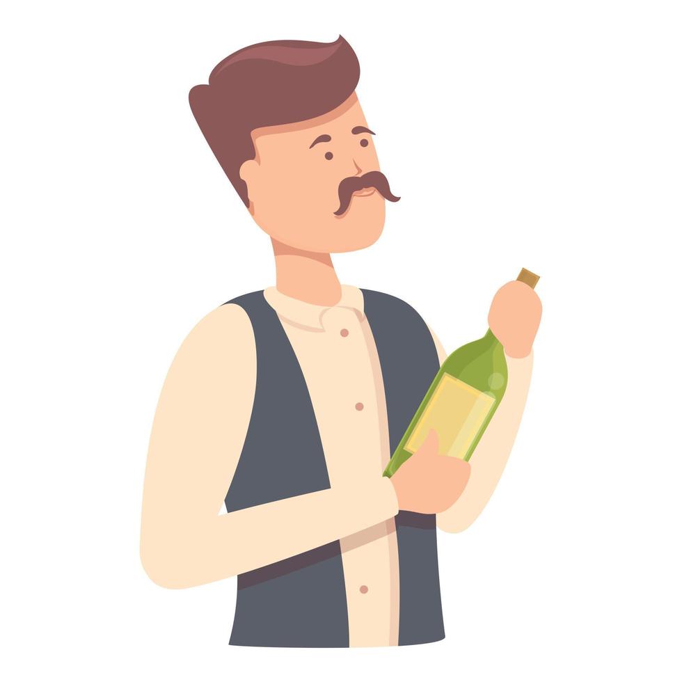 vetor de desenhos animados de ícone de sommelier de bigode. álcool vínico