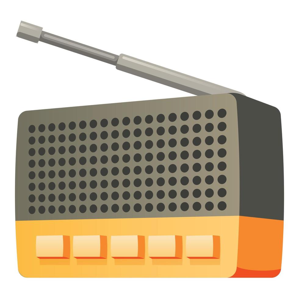 ícone de rádio de antena de botão, estilo cartoon vetor
