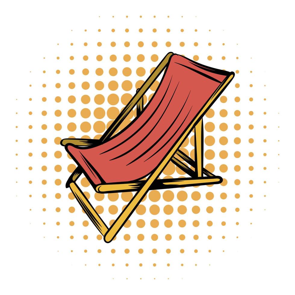ícone de quadrinhos de chaise de praia de madeira vetor