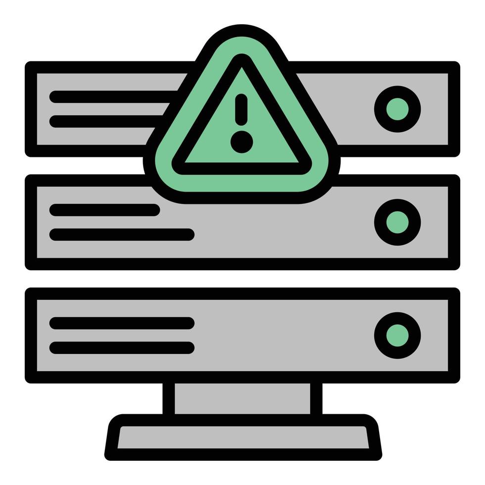 vetor de contorno do ícone de risco do servidor. vírus de computador
