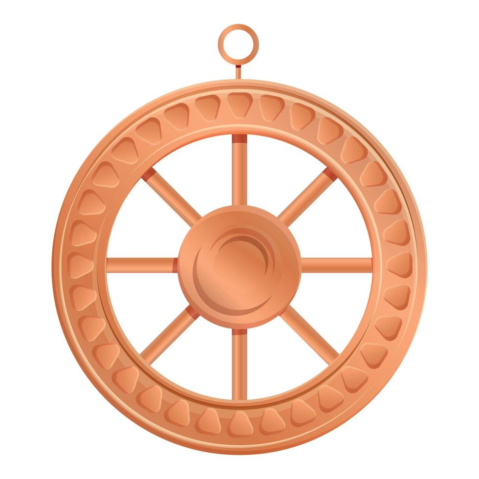 ícone do amuleto de ouro da roda, estilo cartoon vetor