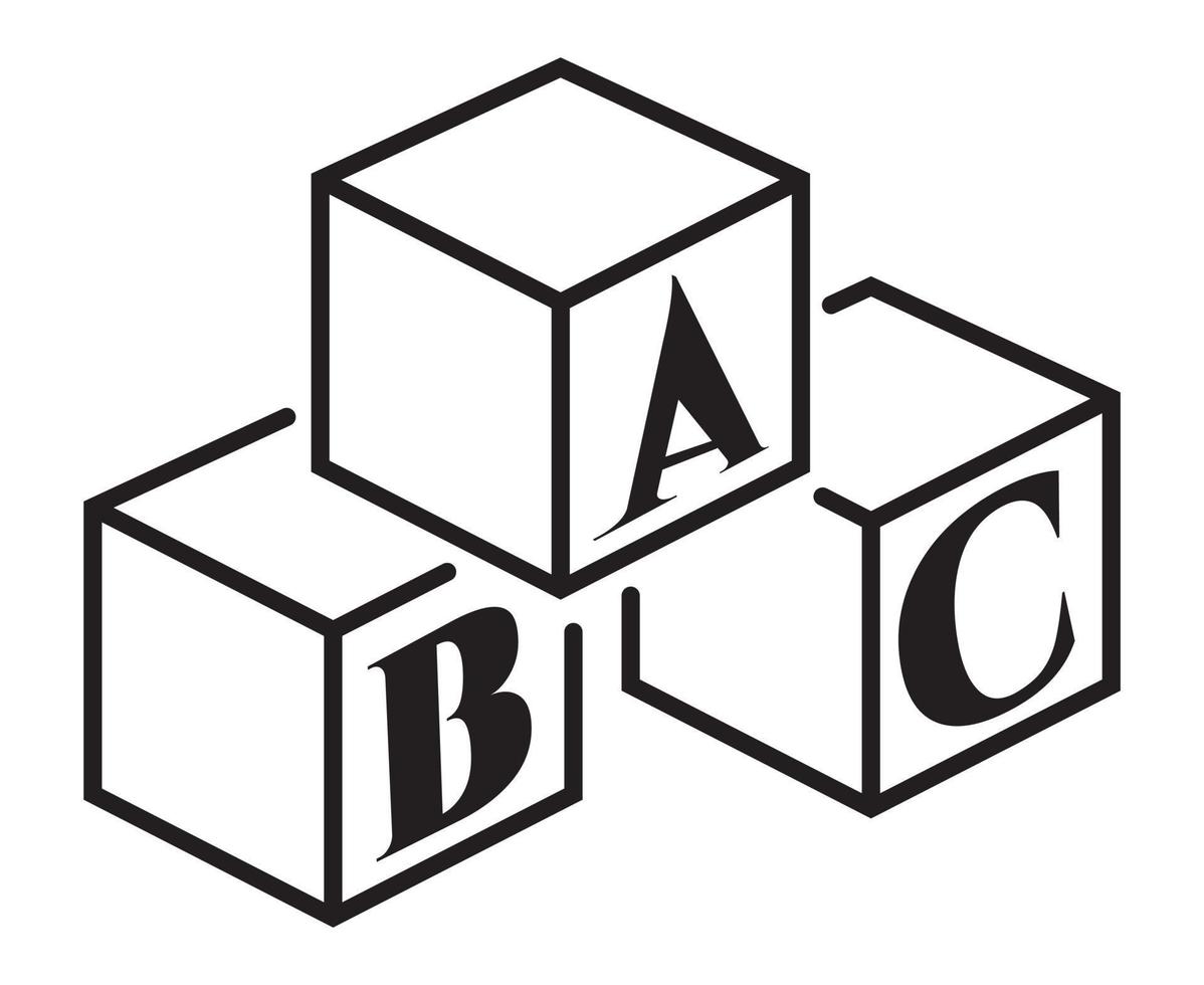 ícone de arte de linha de educação infantil de bloco de alfabeto abc para aplicativos e site vetor