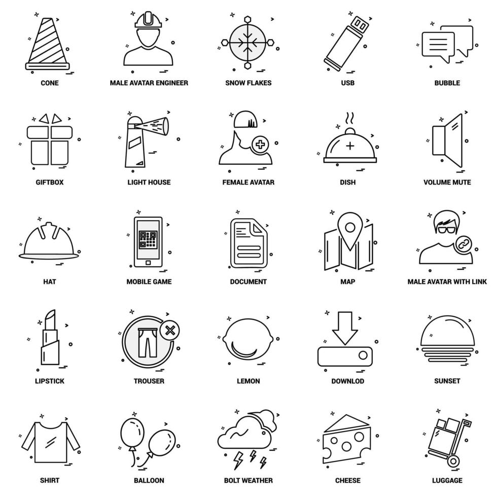 25 conjunto de ícones de linha de mix de conceito de negócios vetor