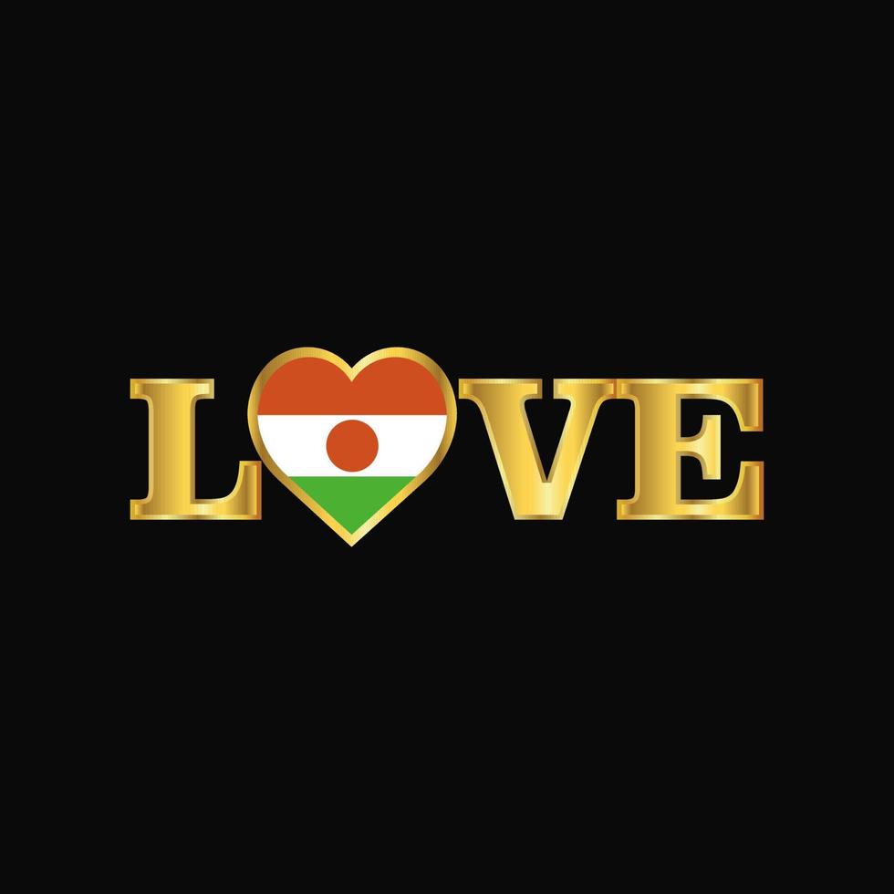 vetor de design de bandeira de niger de tipografia de amor dourado