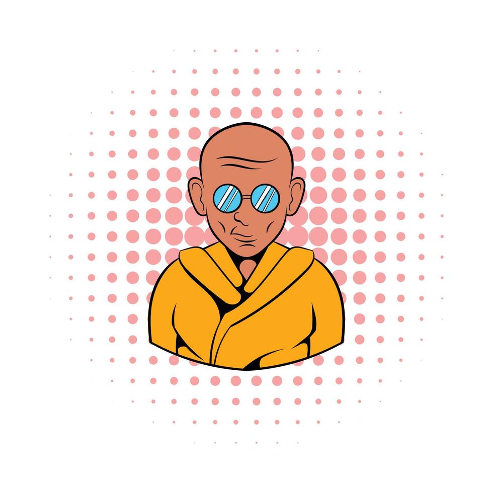 monge indiano no ícone de óculos de sol, estilo de quadrinhos vetor