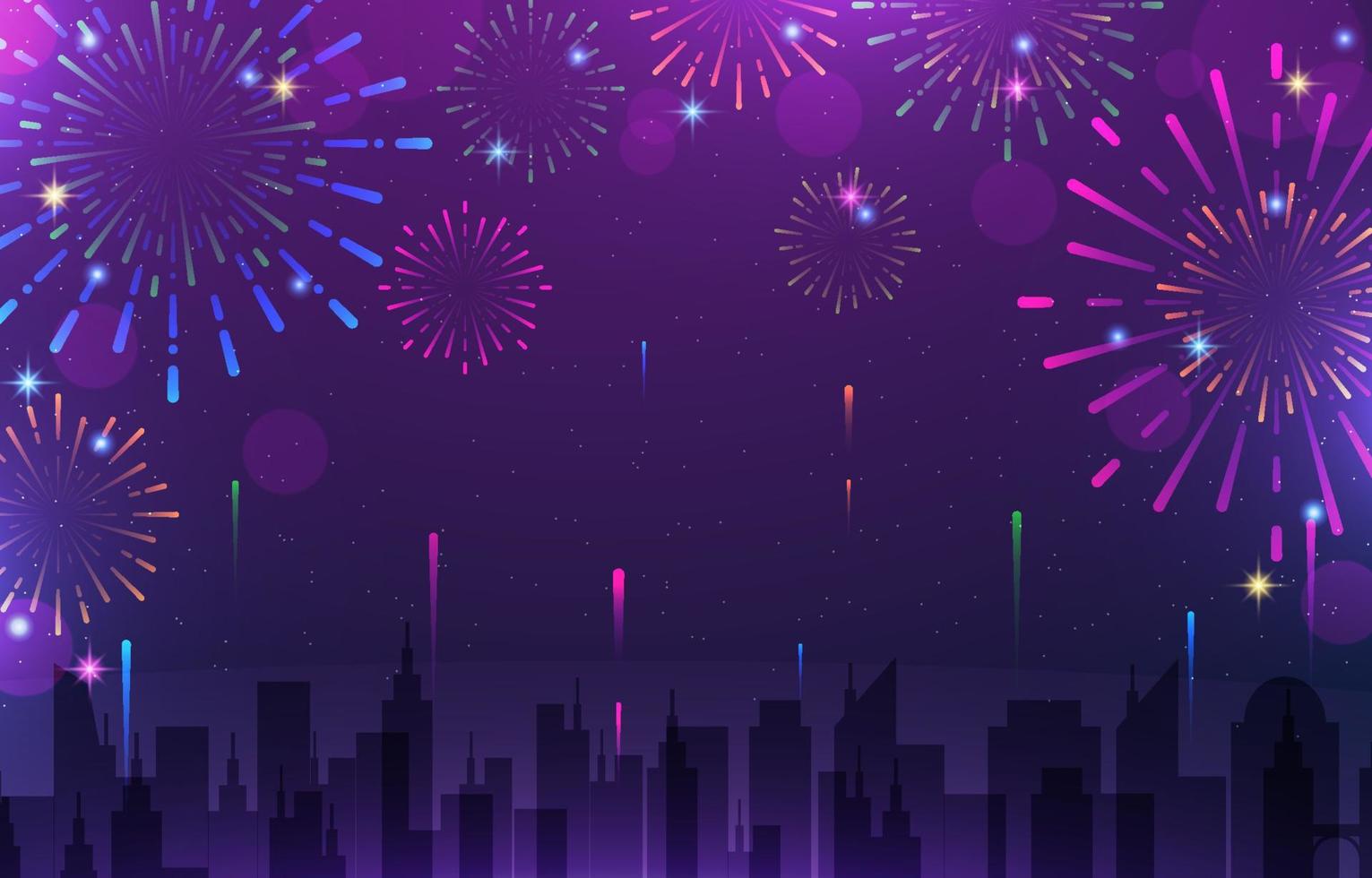 fogos de artifício de ano novo ao ar livre vetor