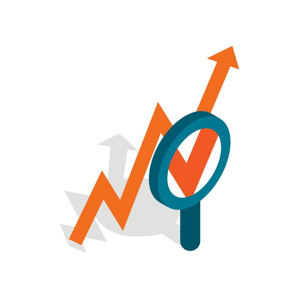 lupa e ícone de gráfico de crescimento vetor