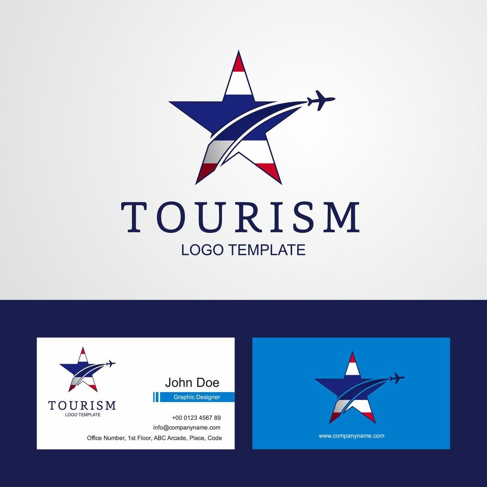 logotipo da estrela criativa da bandeira da tailândia de viagem e design de cartão de visita vetor