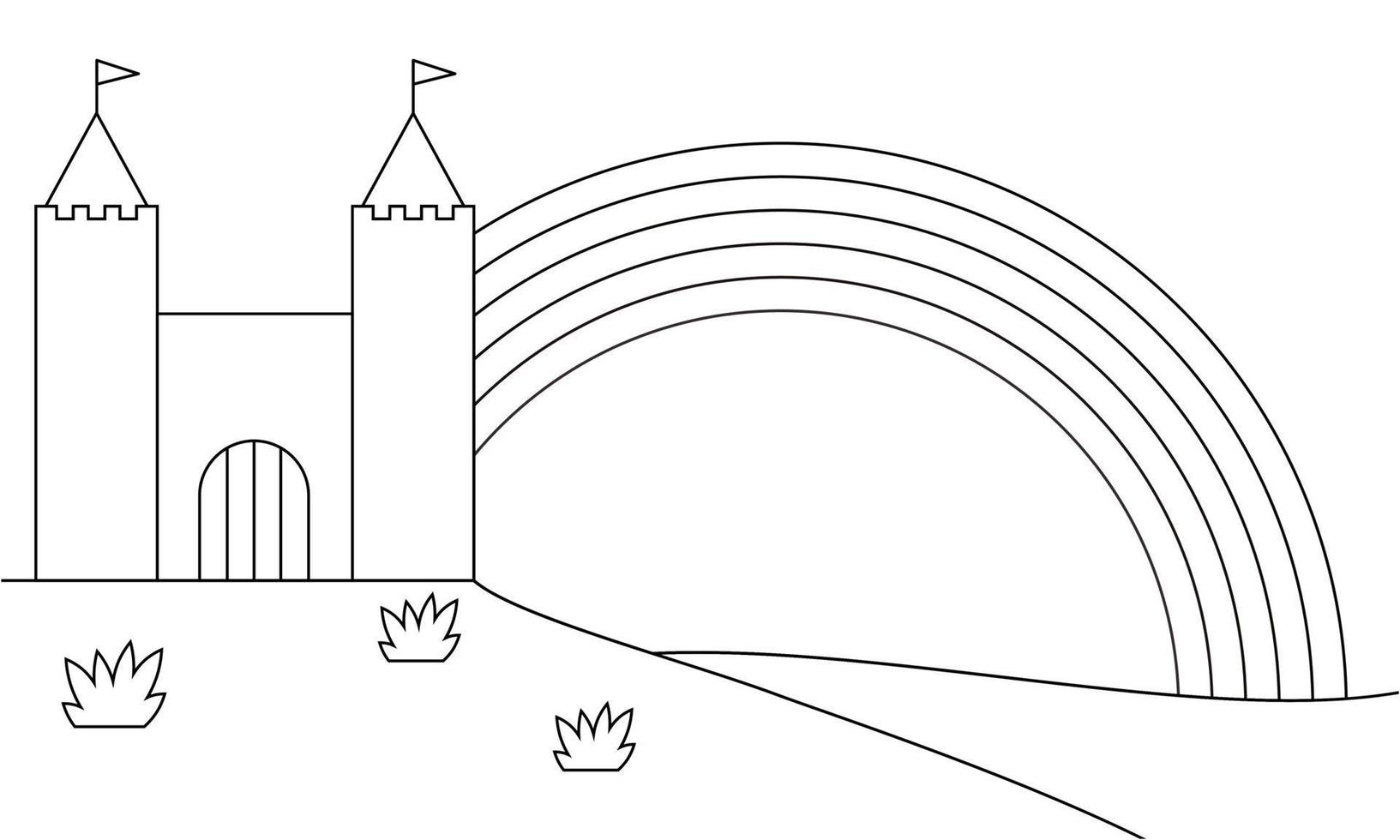 arco-íris bonito página para colorir livro para colorir. ilustração dos desenhos animados. vetor