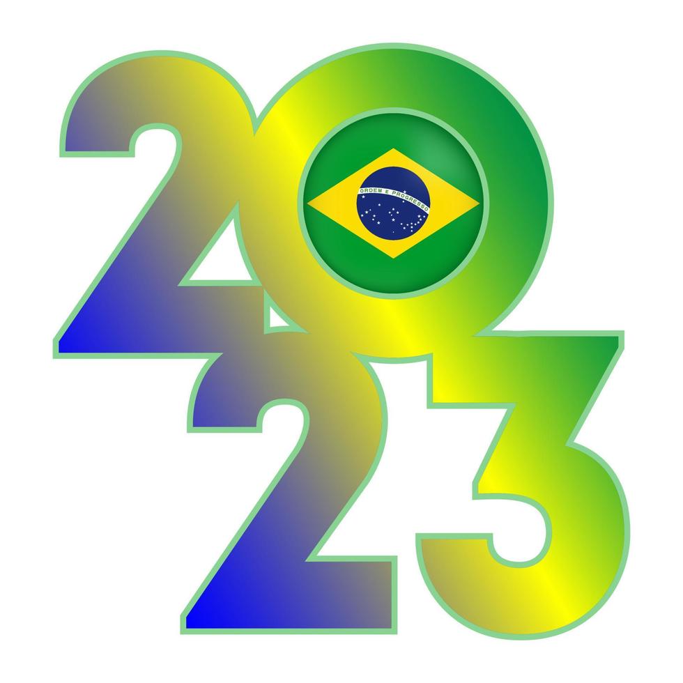 feliz ano novo 2023 banner com bandeira do brasil dentro. ilustração vetorial. vetor