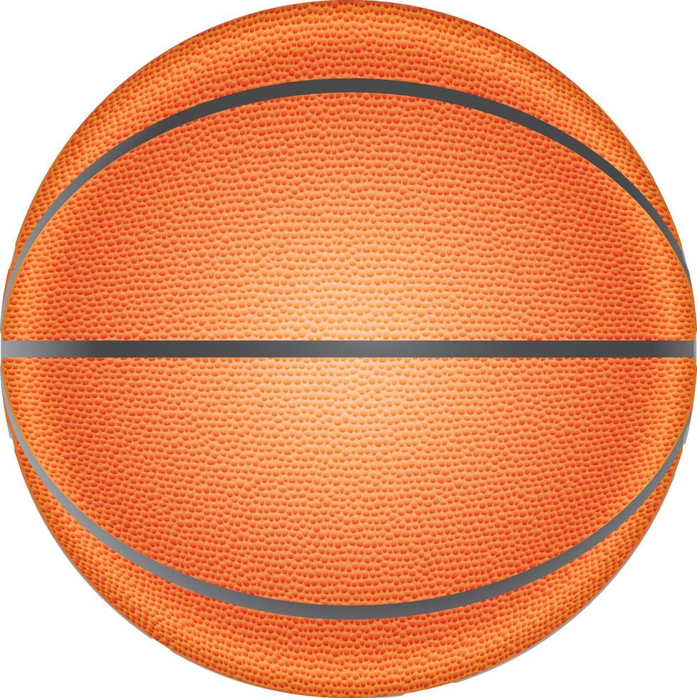 vista frontal realista de uma bola de basquete vetor