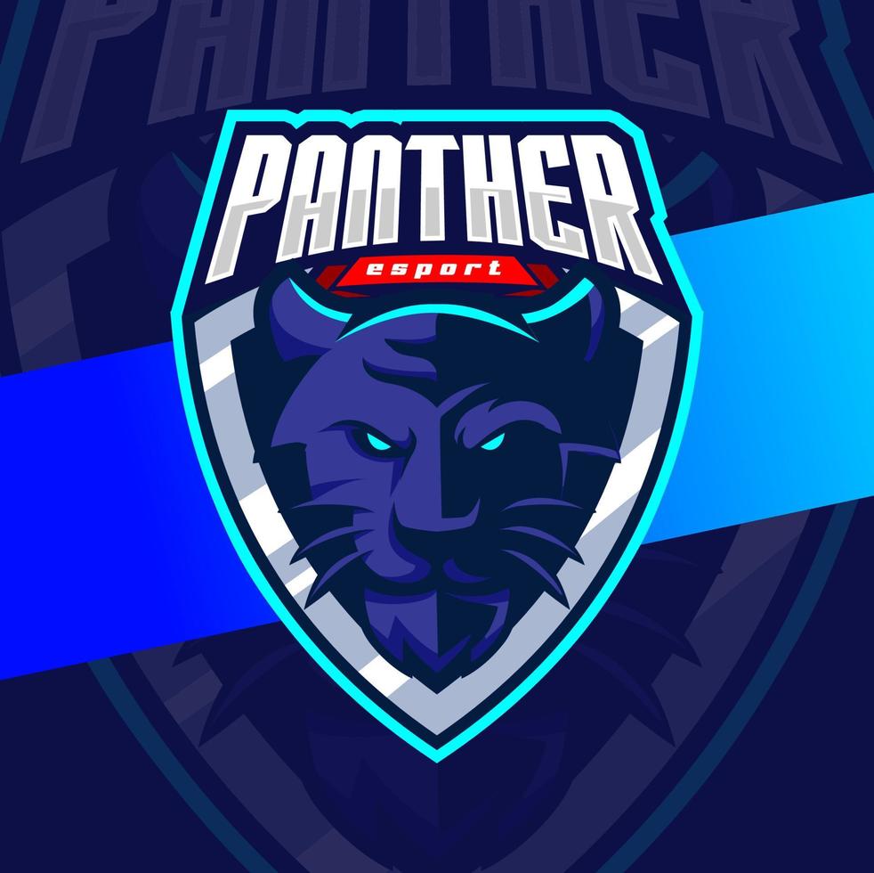 personagem de design de logotipo esport de mascote de cabeça de pantera com raiva para esportes e jogos vetor