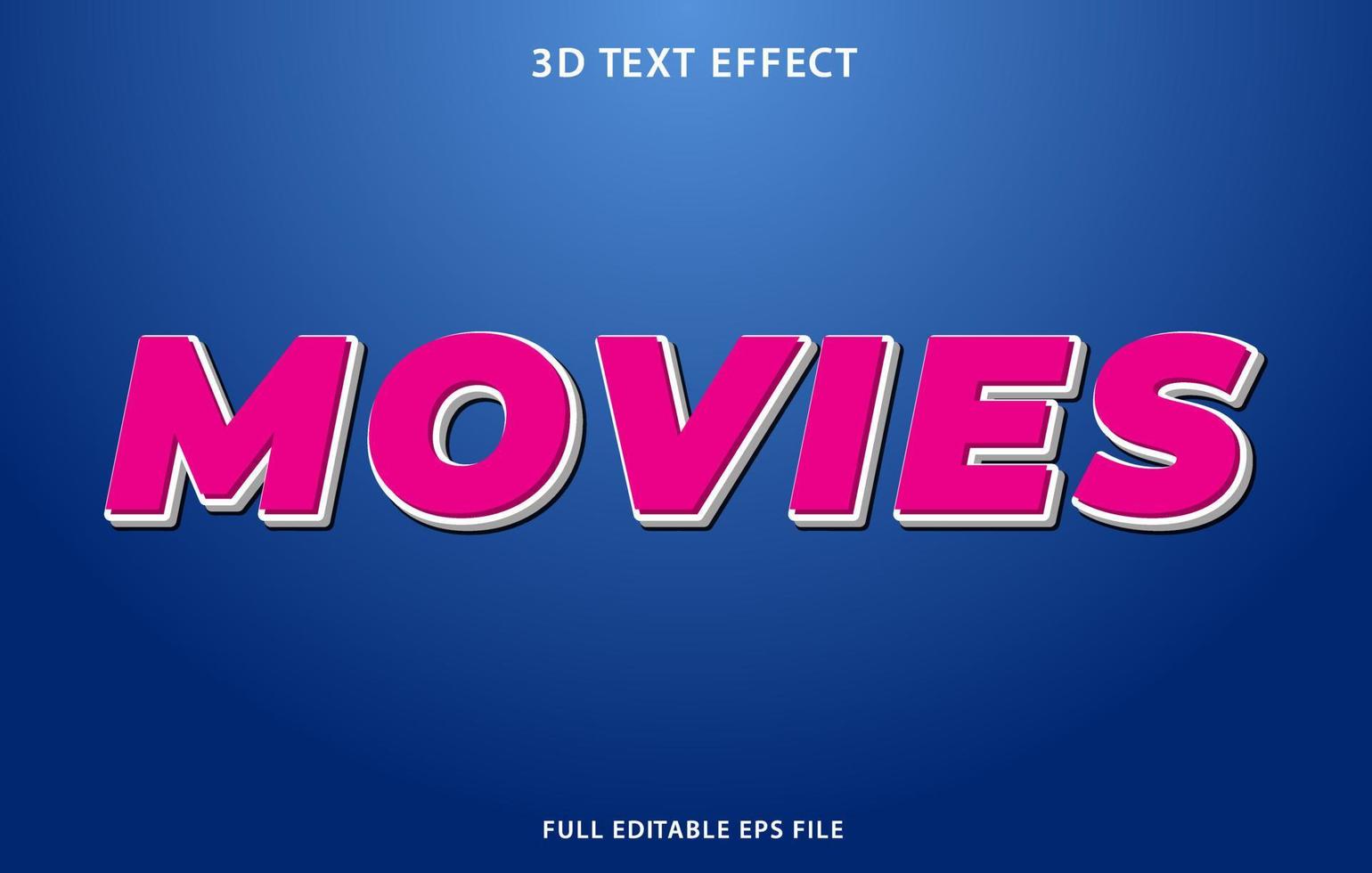 modelo de efeito de texto editável em 3D de filmes, estilo de efeito de texto vetor
