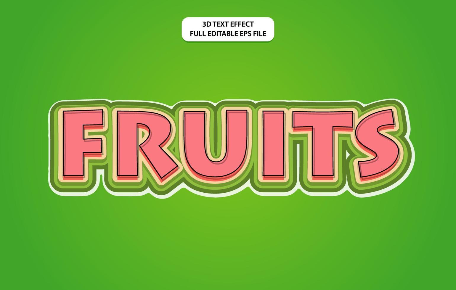 modelo de efeito de texto editável 3d de frutas, estilo de efeito de texto vetor