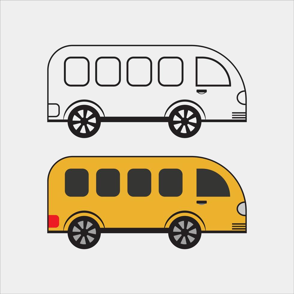 ilustração em vetor de vista lateral do ônibus escolar amarelo.