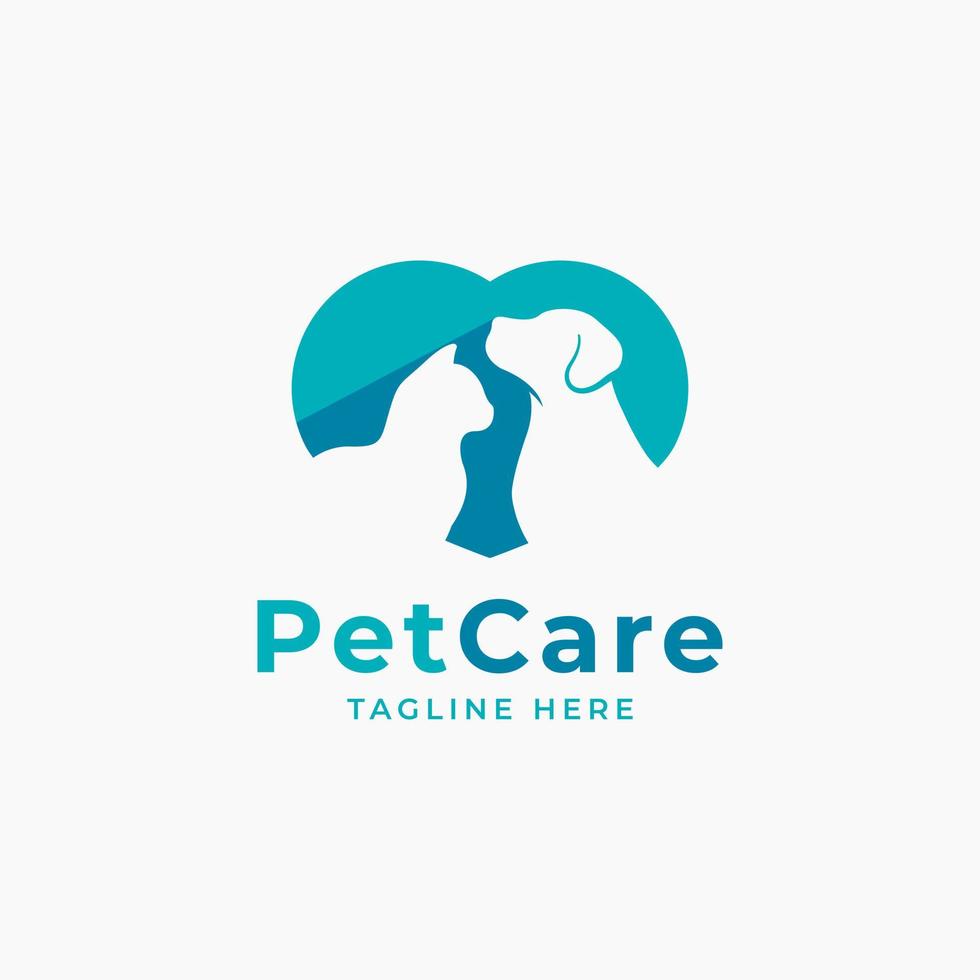 logotipo animal da loja de cuidados com animais de estimação com símbolo de silhueta de cachorro e gato para loja, clínica veterinária, hospital, abrigo, serviços empresariais vetor