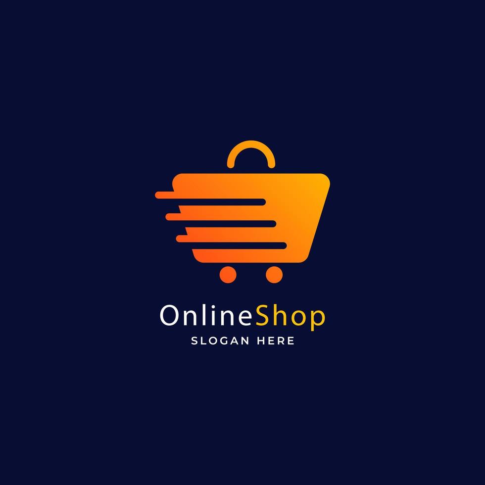 ilustração vetorial de modelo de logotipo de loja online de comércio eletrônico gradiente vetor