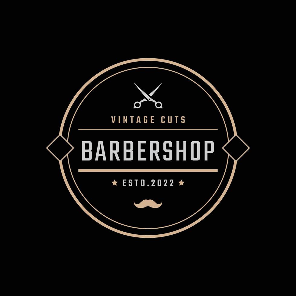 distintivo retrô vintage emblema logotipo design de logotipo de barbearia estilo linear vetor