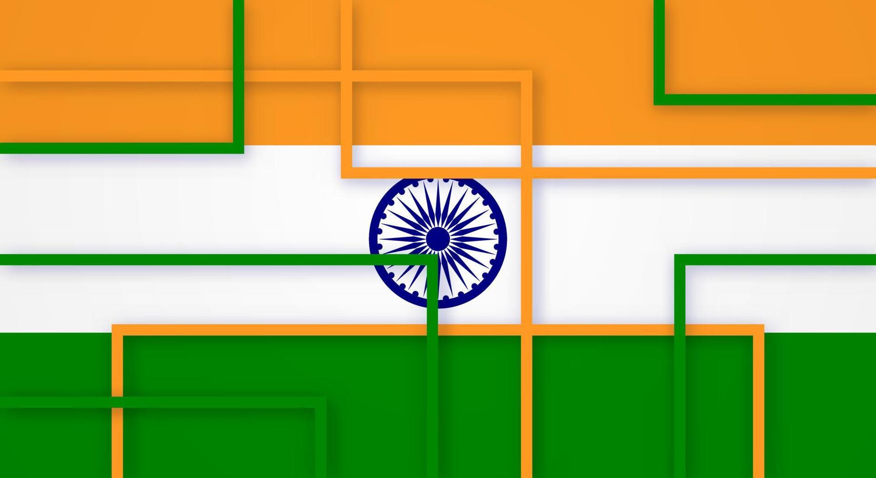 listras quadradas geométricas abstratas linhas papercut fundo com bandeira da Índia vetor