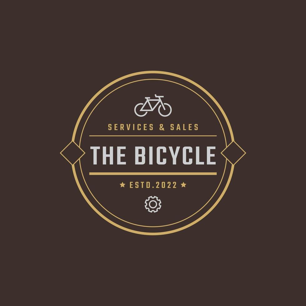 distintivo retrô vintage emblema logotipo design de logotipo de bicicleta estilo linear vetor