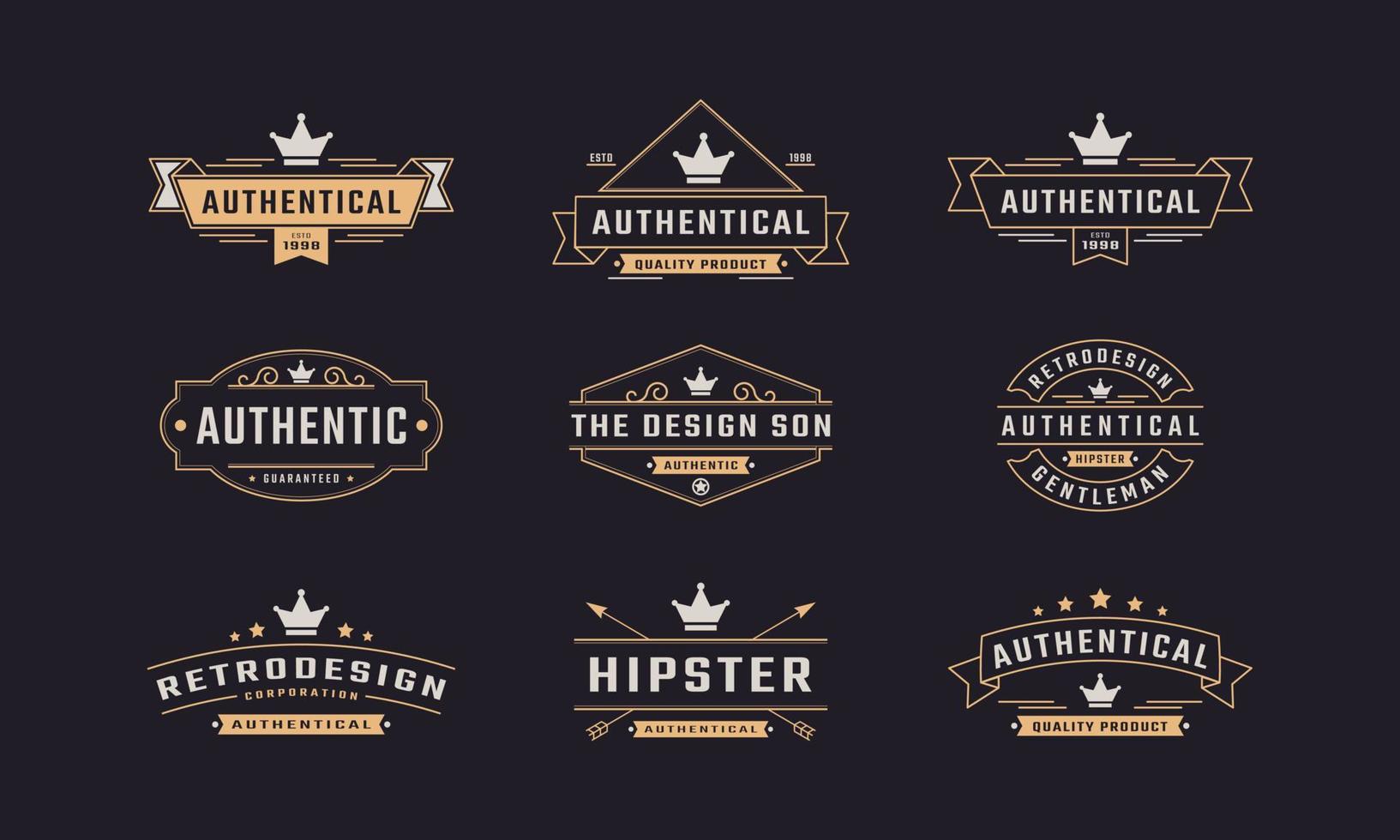 conjunto de emblemas retrô vintage e elemento de design de logotipo de silhuetas vetor