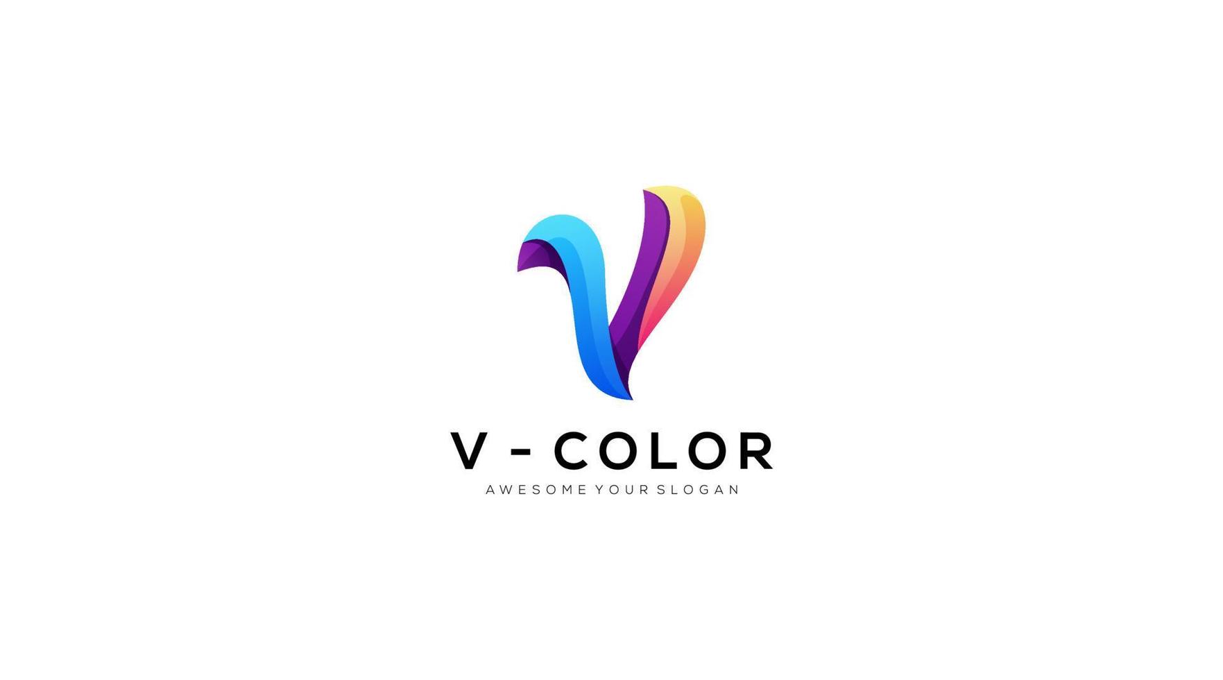 modelo de vetor de design de logotipo colorido letra v