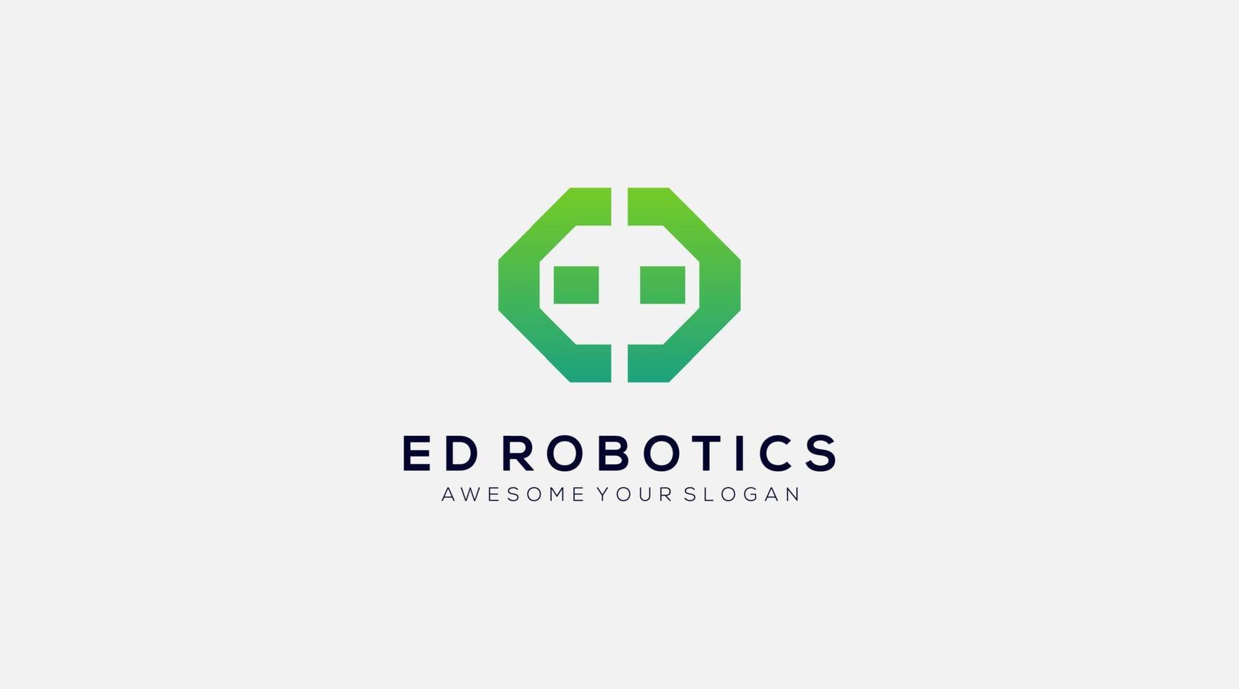 ilustração em vetor modelo de logotipo de robótica de letra inicial ed