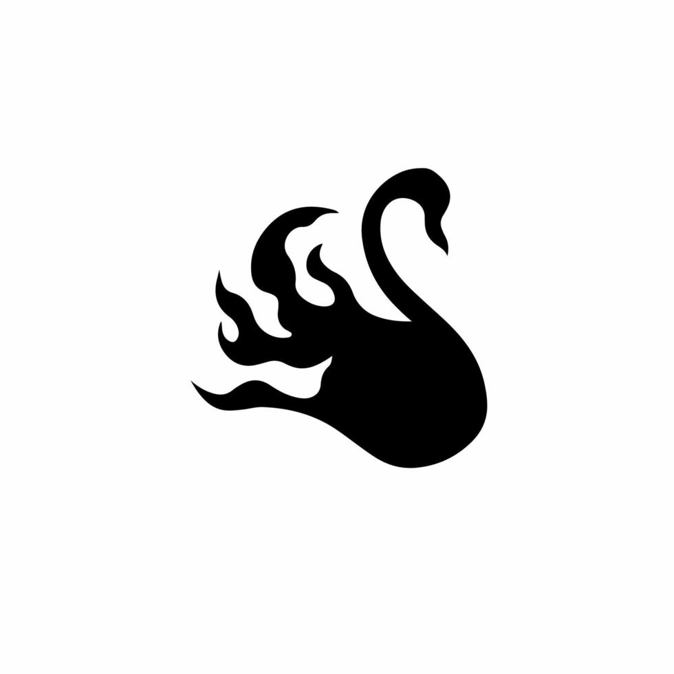 cisne flamejante no logotipo do símbolo de fogo no fundo branco. conceito de design de tatuagem de estêncil tribal. ilustração em vetor plana.